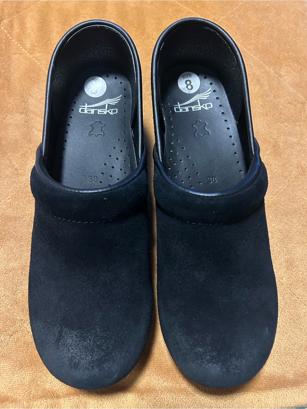 Dansko Black Suede Slip-On Clogs
